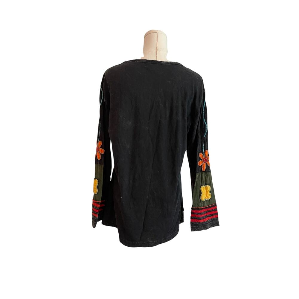 Boho NEPAL HIPPIE Shirt Womens Size XL Agan Traders Artsy Patchwork Lagenlook - Picture 3 of 9